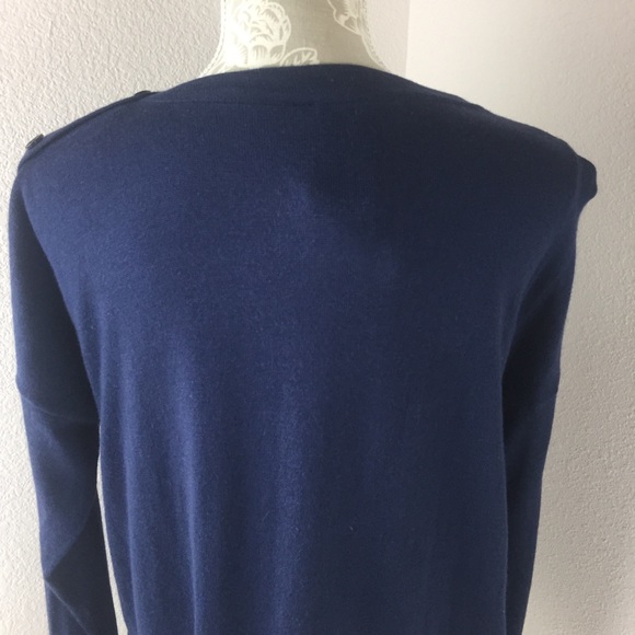 NWT Jeanne Pierre Cashmere Blend Navy Blue Sweater Large Buttons - Picture 6 of 8